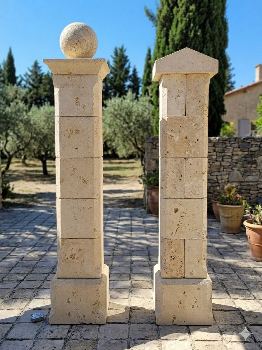 Pilier pierre de taille 40x40 cm ht.2.20m