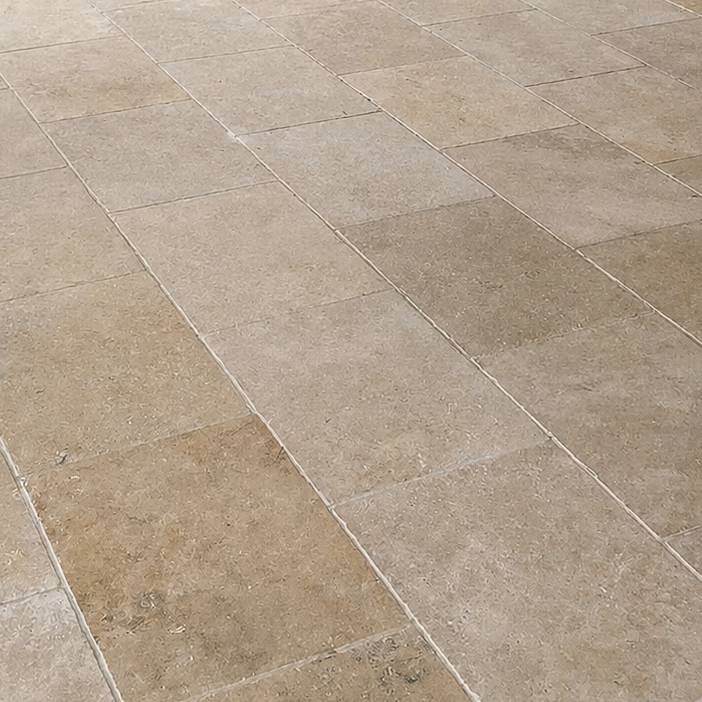 Travertin 1er choix 40.6 x 61cm ép3 mix clair pose sur plot